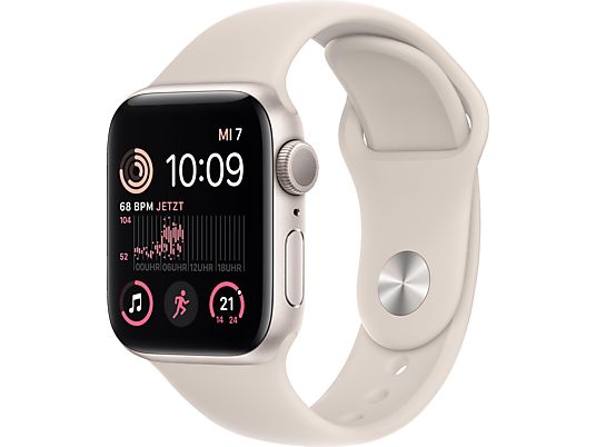 Apple Watch SE (2022), GPS, 40mm Smartwatch, Aluminiumgehäuse, Fluorelastomer, 130 - 200 mm, Polarstern Apple Watch SE (2022), GPS, 40mm Smartwatch, Aluminiumgehäuse, Fluorelastomer, 130 - 200 mm, Polarstern